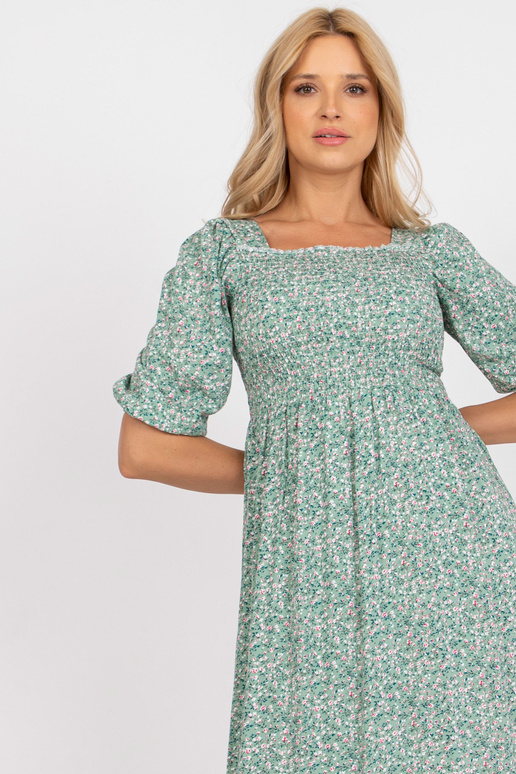 Zelené květinové midi šaty s krátkým...