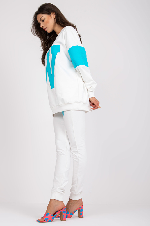 Bílo-modrá mikina s kulatým výstřihem