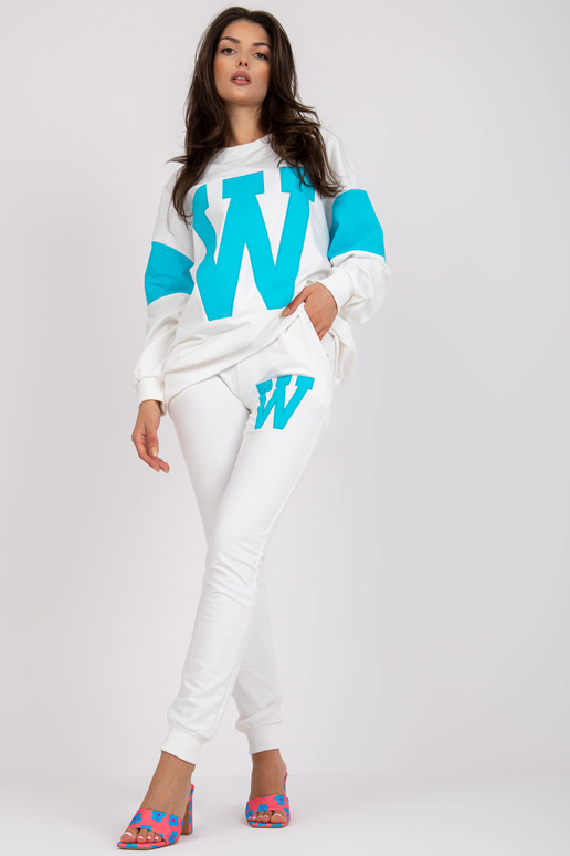 Bílo-modrá mikina s kulatým výstřihem