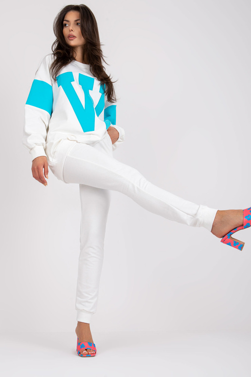 Bílo-modrá mikina s kulatým výstřihem