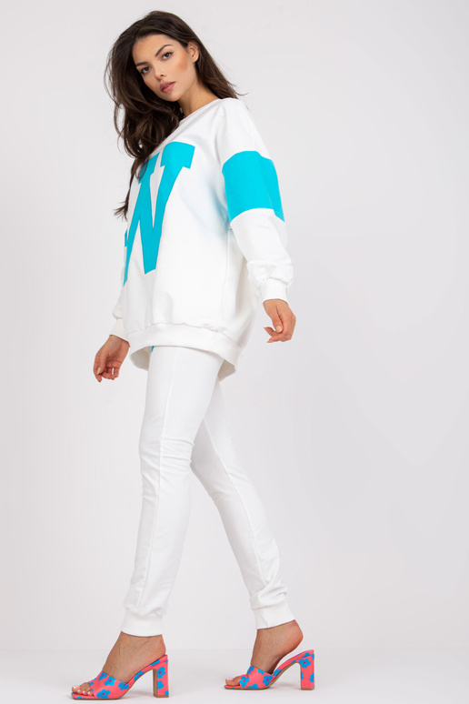 Bílo-modrá mikina s kulatým výstřihem