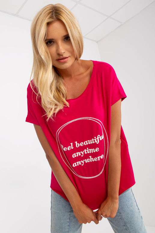 Volná fuchsiová halenka s krátkým... Volná fuchsiová halenka s krátkým...