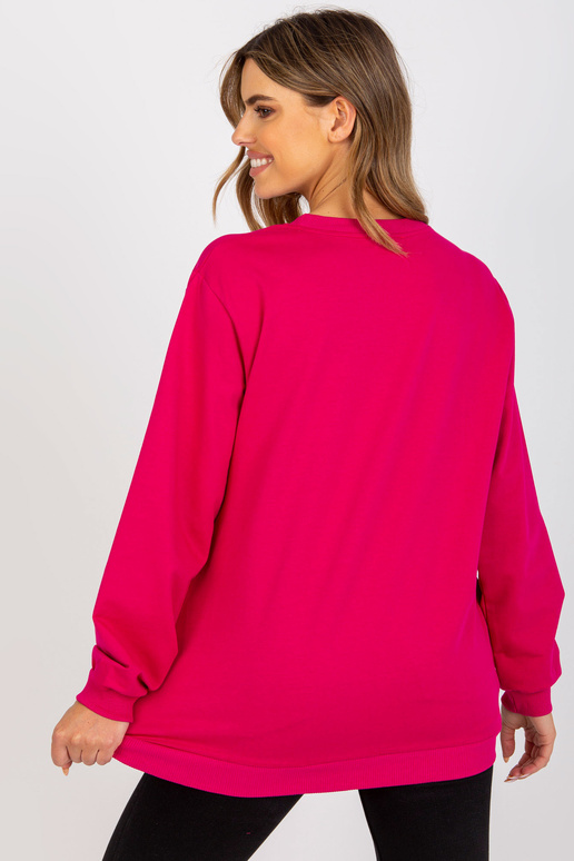 Fuchsiově bílá mikina s kapucí a nápisem