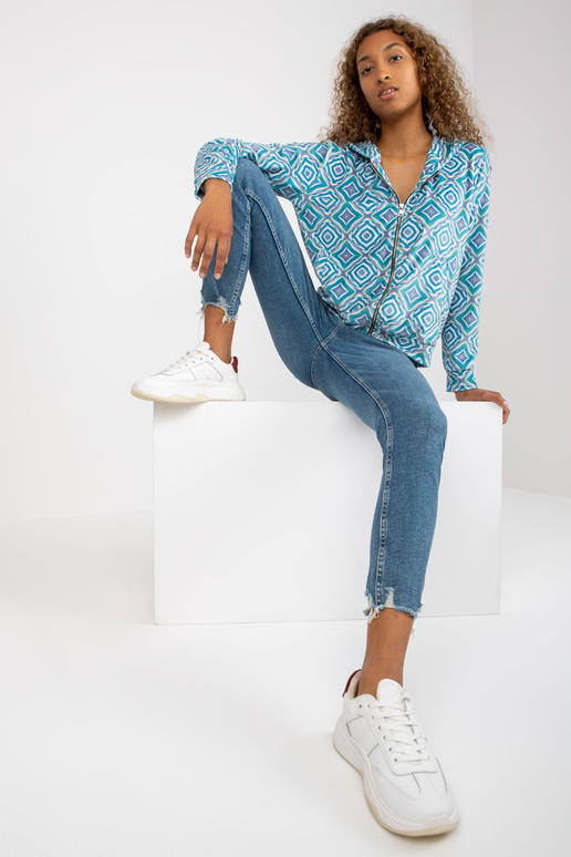 Světle modrá velurová mikina s...