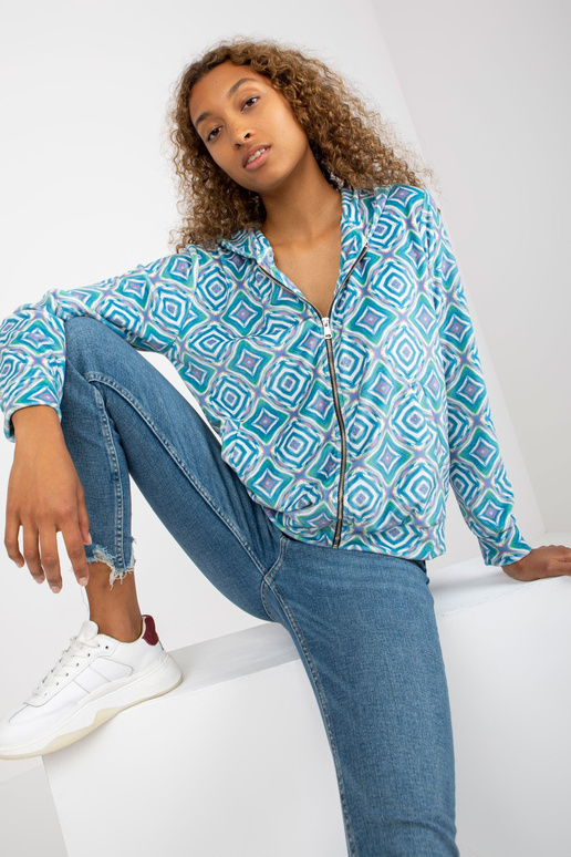 Světle modrá velurová mikina s...