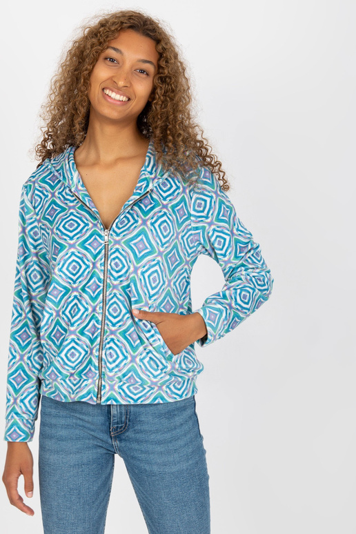 Světle modrá velurová mikina s...