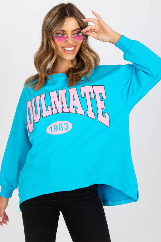 Modrá/růžová široká mikina s dlouhým...