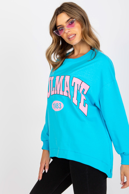 Modrá/růžová široká mikina s dlouhým...