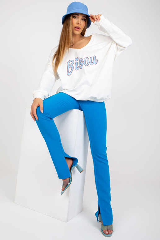 Bílo-modrá mikina bez potisku kapuce Bílo-modrá mikina bez potisku kapuce