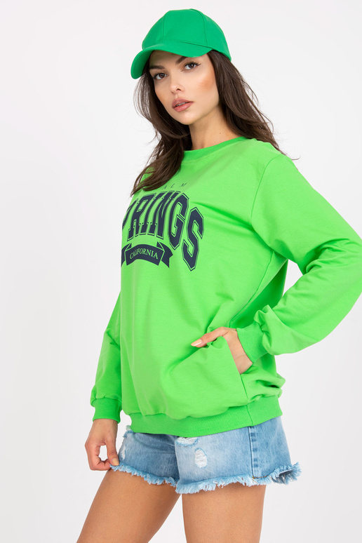 Bavlněná mikina bez kapuce v zelené a...