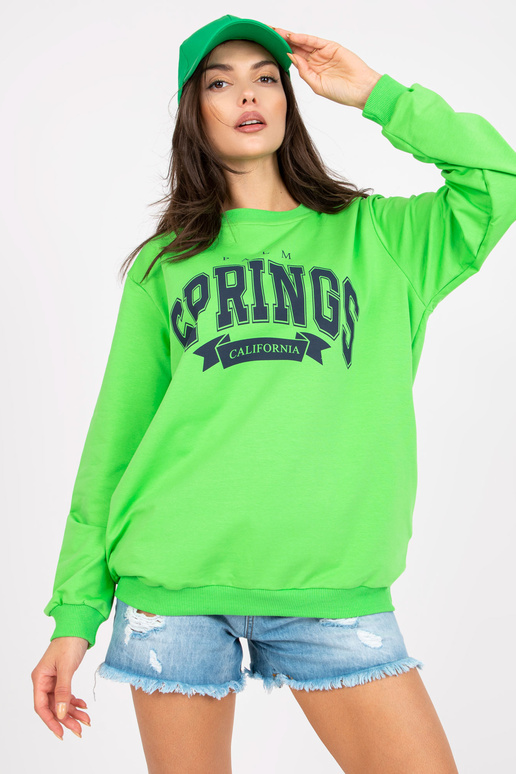 Bavlněná mikina bez kapuce v zelené a...