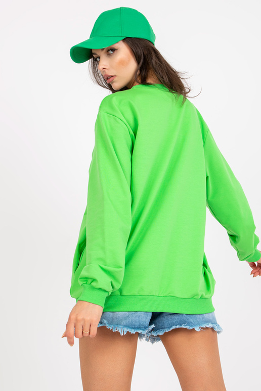 Bavlněná mikina bez kapuce v zelené a...