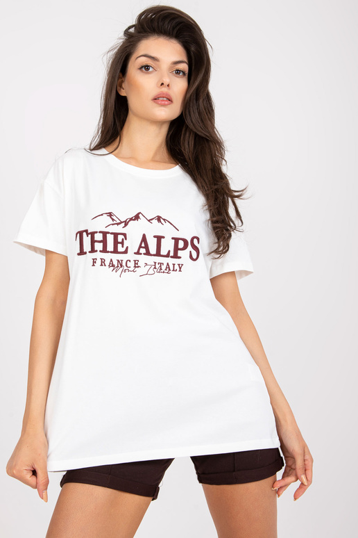 Bílé a hnědé volné bavlněné tričko s...