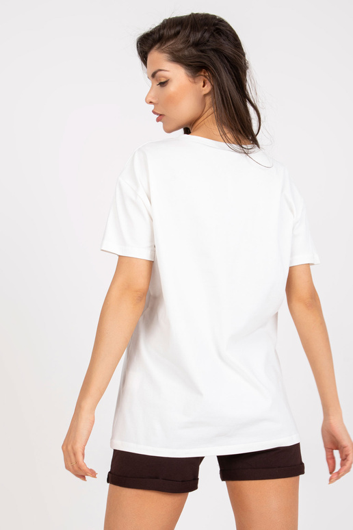 Bílé a hnědé volné bavlněné tričko s...