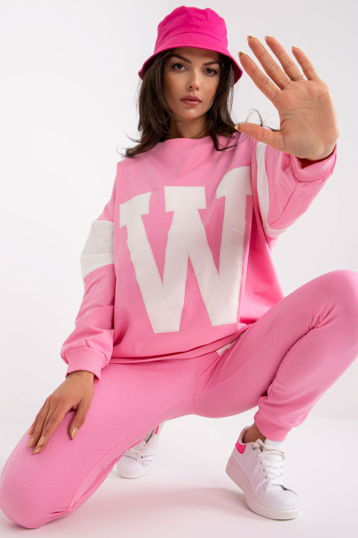 Růžová a bílá bavlněná tepláková...