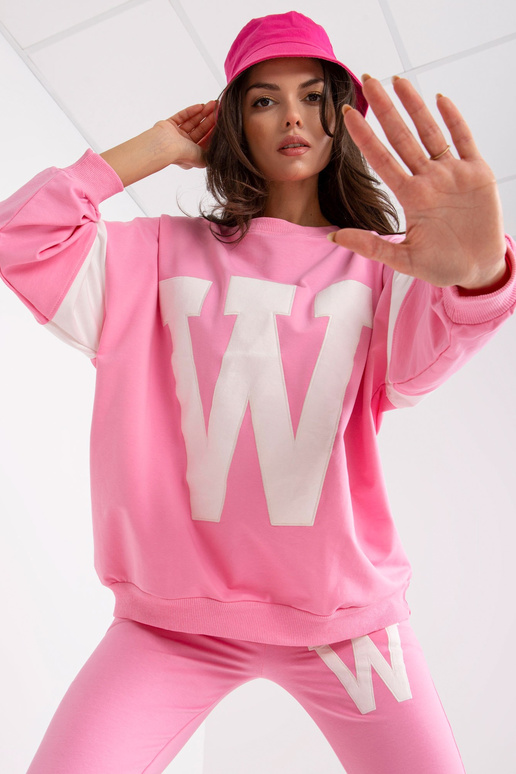 Růžová a bílá bavlněná tepláková...