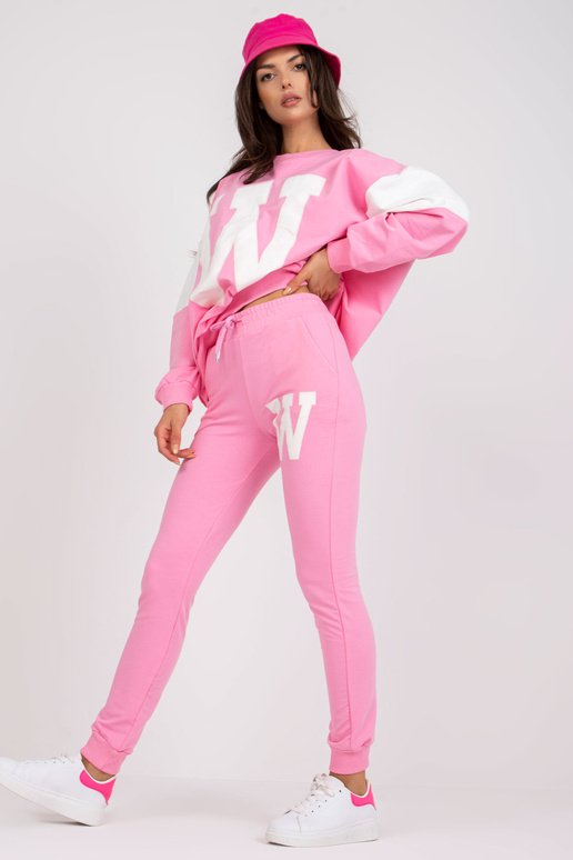 Růžová a bílá bavlněná tepláková...