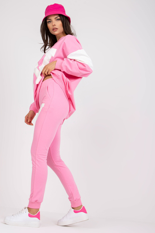 Růžová a bílá bavlněná tepláková...