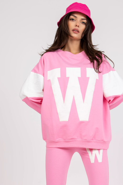 Růžová a bílá bavlněná tepláková...