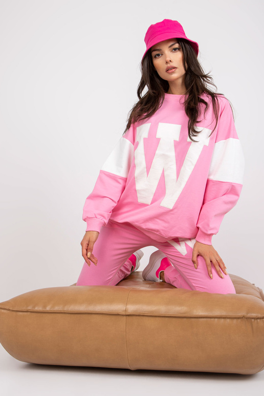 Růžová a bílá bavlněná tepláková...