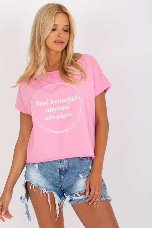 Růžová široká bavlněná halenka jedné... Růžová široká bavlněná halenka jedné...