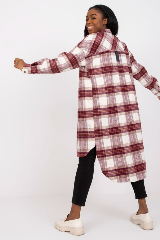 Vínově bílá dlouhá kostkovaná košile...