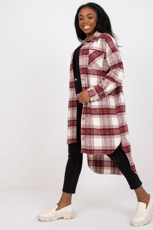 Vínově bílá dlouhá kostkovaná košile...