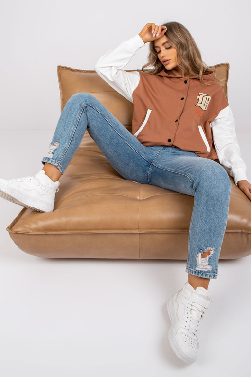 Světle hnědá baseballová mikina s...