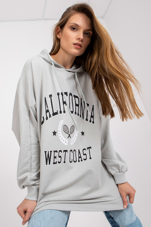 Šedá mikina s potiskem a dlouhým rukávem