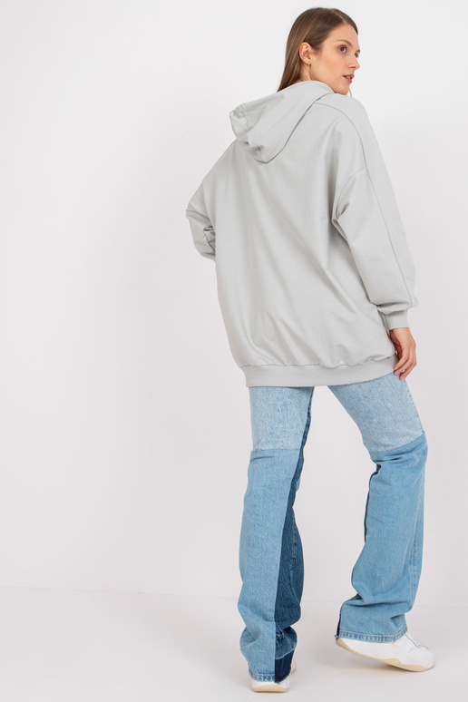 Šedá mikina s potiskem a dlouhým rukávem