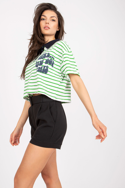 Bílé a zelené krátké dámské pruhované...
