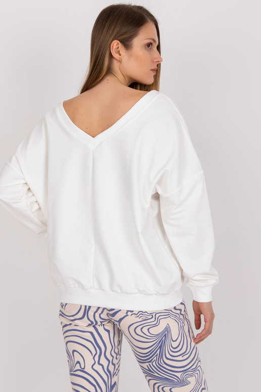 Bavlněná oversize mikina ecru-modré...