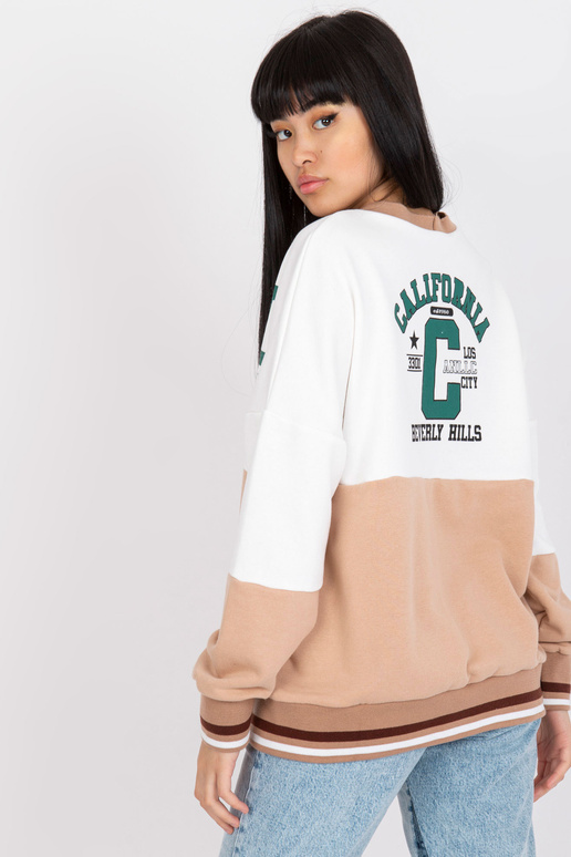 Bílo-velbloudí mikina bez kapuce