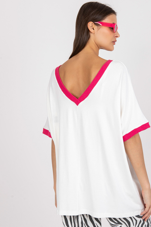 Bílá a růžová viskózová ležérní...