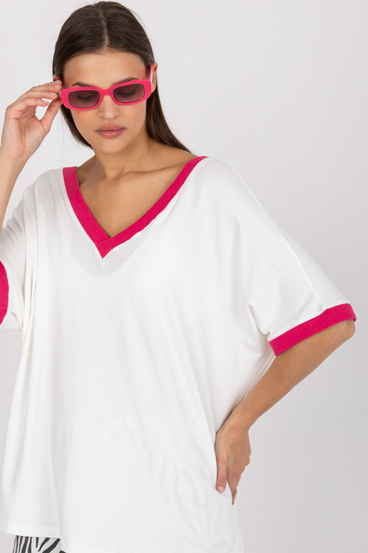 Bílá a růžová viskózová ležérní...