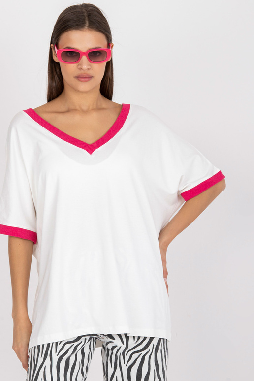 Bílá a růžová viskózová ležérní...