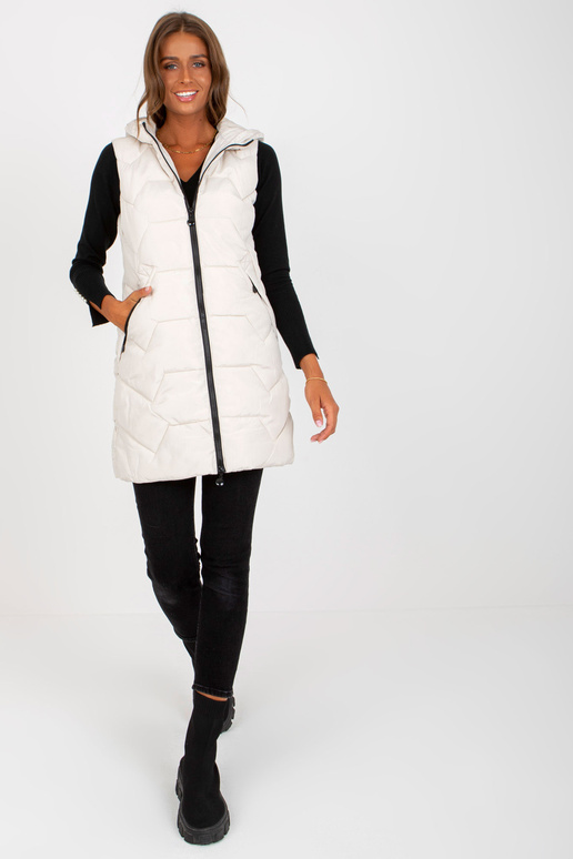 Světle béžová dlouhá péřová vesta s... Světle béžová dlouhá péřová vesta s...