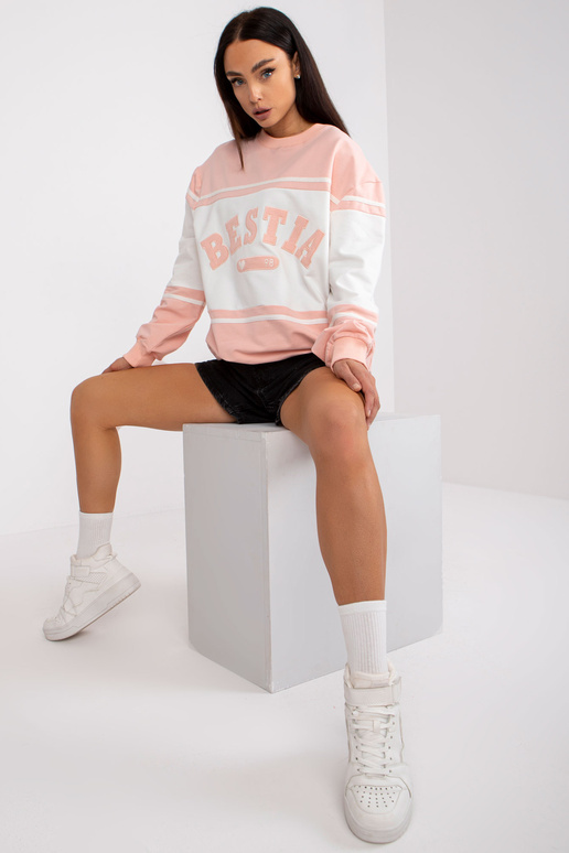 Peach oversize mikina bez kapuce