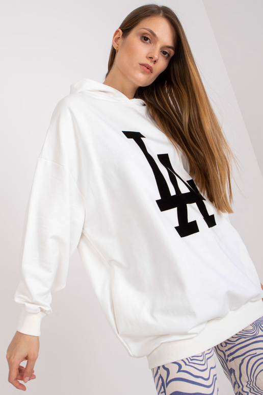 Bílá mikina s kapucí a dlouhým rukávem