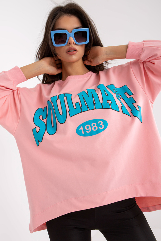 Světle růžová a modrá oversize mikina...