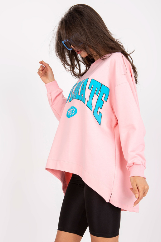 Světle růžová a modrá oversize mikina...