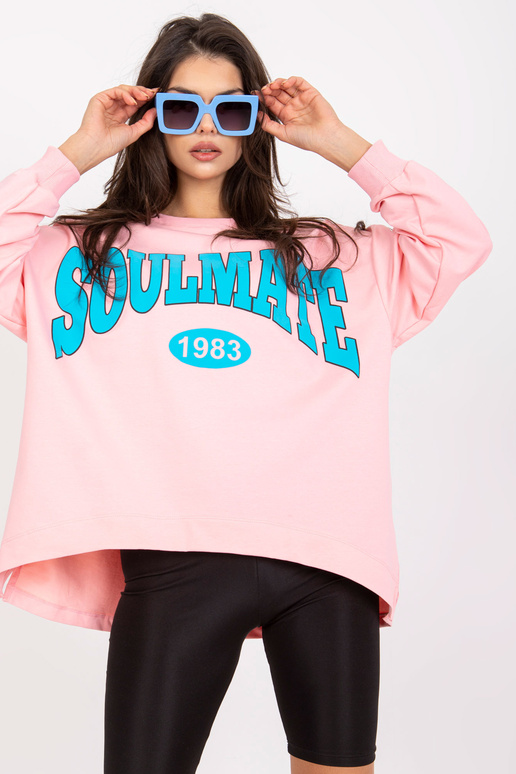 Světle růžová a modrá oversize mikina...