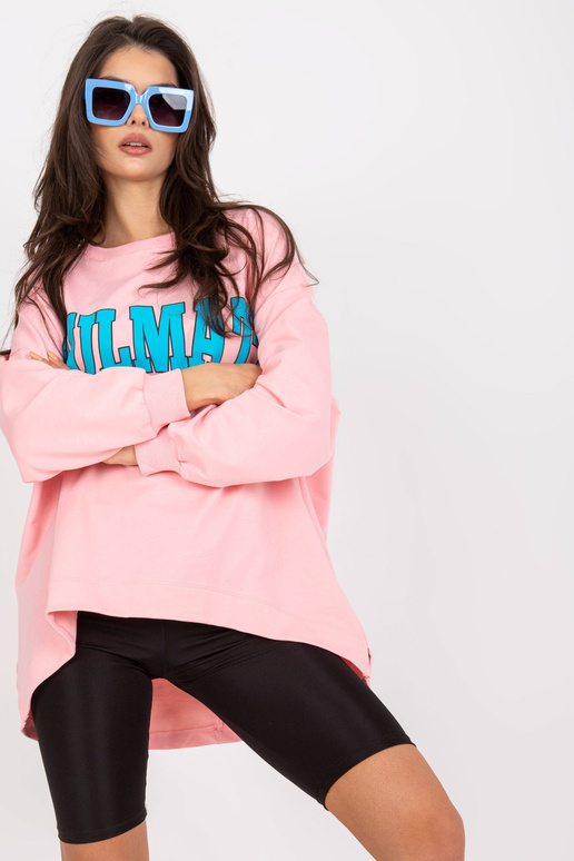 Světle růžová a modrá oversize mikina...