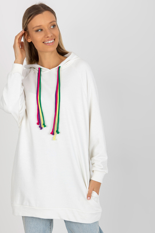 Ecru dlouhá oversize mikina s kapucí