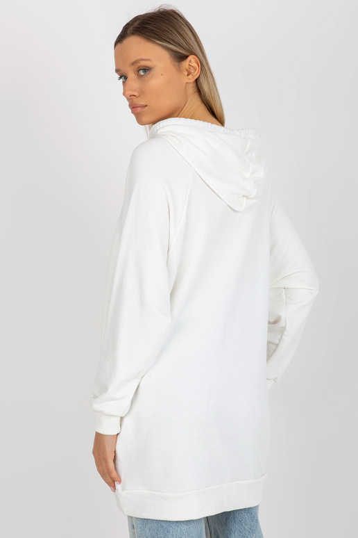 Ecru dlouhá oversize mikina s kapucí