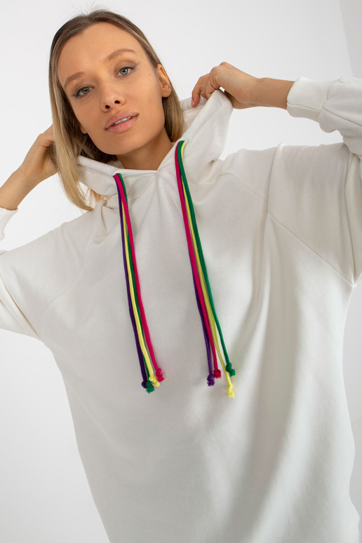 Ecru dlouhá oversize mikina s kapucí