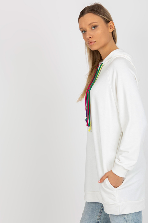 Ecru dlouhá oversize mikina s kapucí