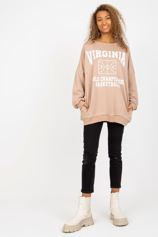 Béžová volná mikina s dámským potiskem