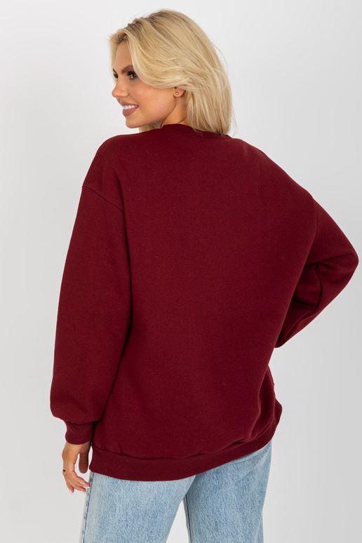 Vínová mikina bez potisku kapuce