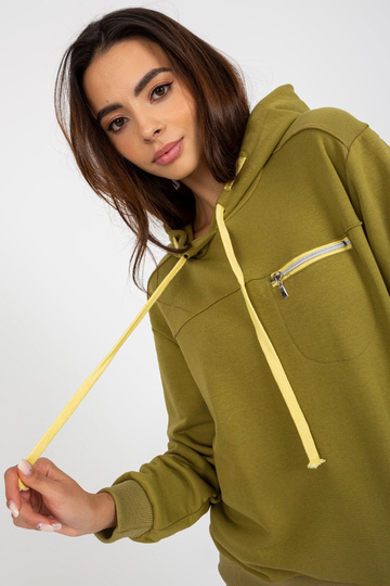 Olivfarbenes mikina s...